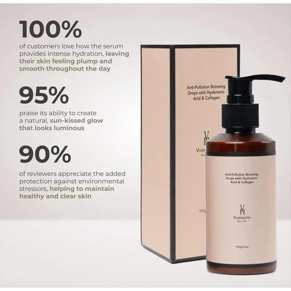 Vivienne Hu Anti-Pollution Bronzing Drops with Hyaluronic Acid & Collagen NIB - Picture 5 of 7